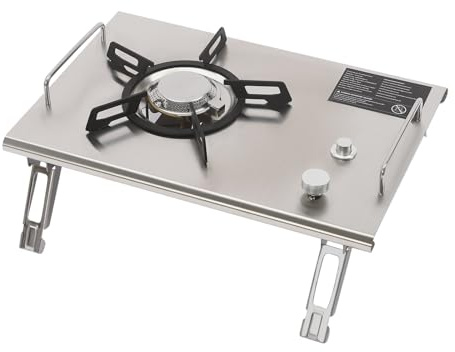 Camping Stove Portable Gas Stove with Carrying Handle, Single Burner Outdoor Gas Stove for Barbecue, Electronic Ignition, Folding Design for Easy Carrying