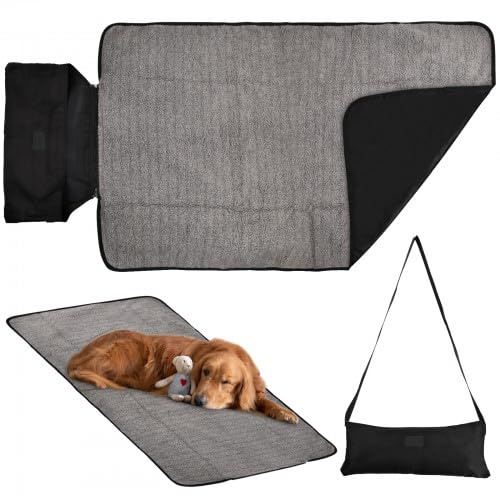 Volumoon Manta para Perros, Impermeable Plegable Portátil, Forro Polar Lavable, Tela Oxford, Bolsa de Almacenamiento, 70 x 100 CM