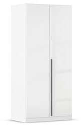 Rauch Möbel ALBA, Kleiderschrank, Farbe Hochglanz Weiß, Breite 91 cm | Schrank, 2-türig, Zubehör Basic, für Schlafzimmer, Kinderzimmer, Babyzimmer, Homeoffice, Garderobe, Flur