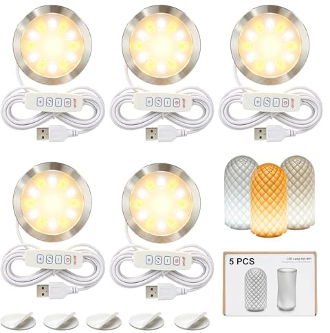 BambooSegD 5 stycken LED-lampsats 001, tre färger – för Bambu Lab H2D/X1/P1P/A1 mini, för Anycubic & Makeronline 3D-skrivare | Makerworld DIY-ljus, hårdvara och modellreservdelar, 5V USB-driven