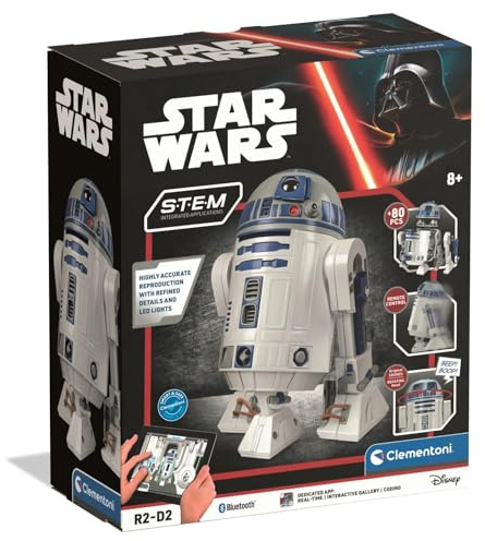 Clementoni R2-D2 Robot – Star Wars Inspired Buildable Robot with LED Lights, Sounds, and Coding App for Kids 8+