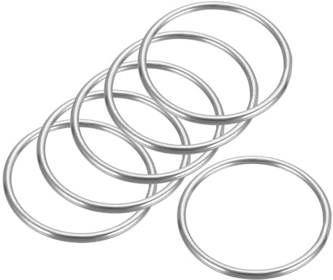PATIKIL 6 Stück Metall O-Ringe, 6x80mm Metallringe O-Ring Silber | Ozeanklasse 316-Edelstahl geschweißte Rundringe, DIY-Zubehör, für tragfähige Zelte, Kajaks, Tauchernetze, Hängematten