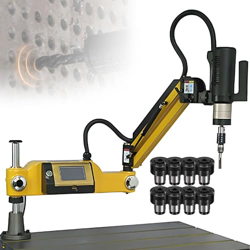 SHENGSHIYU Filettatrice per Tubi Idraulici,Centro di Filettatura Compatto,Raggio 1000mm, 500mm Corsa,8 Mandrini M3-M16,600W, 312 Giri/min,Filettatrice con Touchscreen per Produzioni in Serie