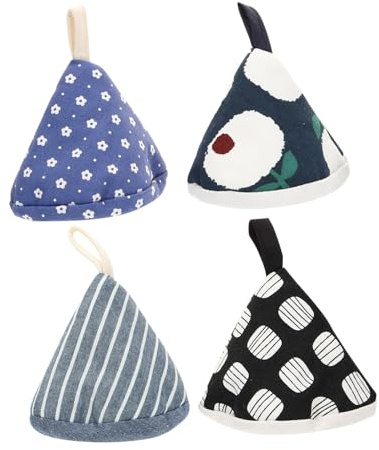 VALICLUD Set 4 Pezzi Copri Maniglia Pentola Triangolare Isolamento Termico Per Guanto Antiscottatura Uso Cucina e Forno Design Sospeso Facile Da Appendere
