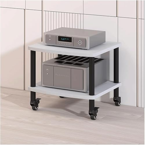 DUddTTW Estante de Audio con Ruedas Estante estéreo Estante for Equipos de Audio Estantería Abierta for estéreo Estante HiFi móvil de Madera Estantería de Audio y Video Práctica(White-417,2 Tier)
