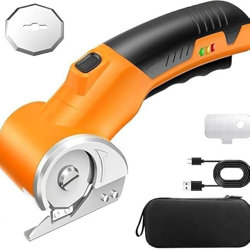 Ciseaux électriques sans fil 4 V – Cutter rotatif rechargeable avec batterie de 3000 mAh et lumière LED, outil de coupe portable pour papier, tissu, travaux manuels et projets de bricolage