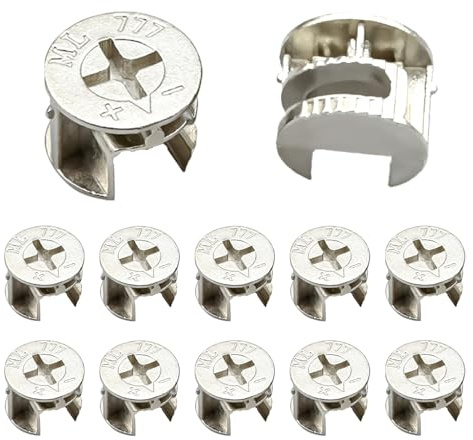 12pcs Cam Lock Nut - Durable Zinc Alloy Connector Fittings for Cabinet Drawer Dresser Wardrobe (15mm*11mm)