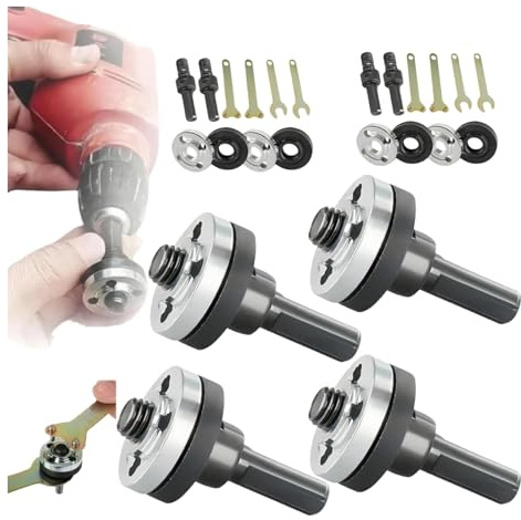 4 Set Electric Drill Conversion Angle Grinder Adapter Connecting Rod Kit,Grinder Flange Angle Wrench Spanner with Metal Lock Nut/Connecting Rod,Shank Mandrel Arbor Adapter Repair