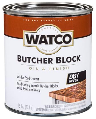 Watco Butcher Block Oil & Finish | Safe For Food Contact | Easy Wipe‑On Application | Oil Sheen Enhances and Protects | Clear | Pint