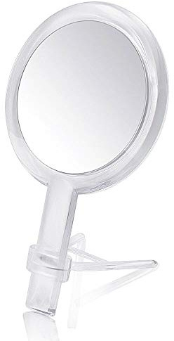 Gotofine Double Sided 1x - 7X Magnification Hand Held Makeup Mirror with Adjustable Stand,Clear (7X)