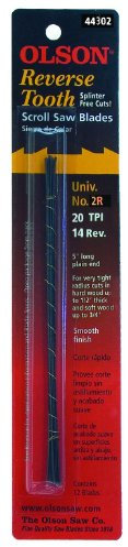 Olson Saw FR44302 0.029 by 0.012-Inch Reverse Tooth Scroll Saw Blade