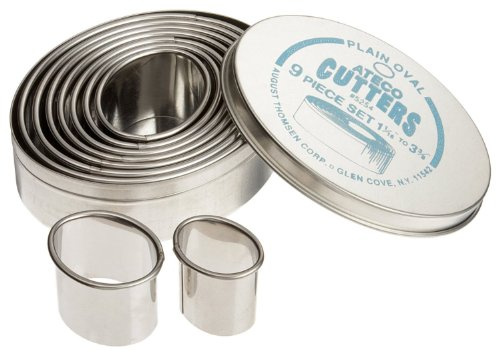Ateco Rectangle Pastry Fluted Round Cutters in Graduated Sizes, Plain Edge, Oval