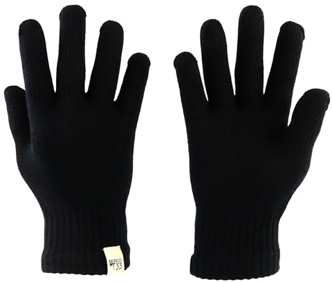 Merino Wool Glove Liner - Warm Base Layer - Ski Liner Glove - 3 Season Wear - Multiple Colors and Sizes - Black - X-Large