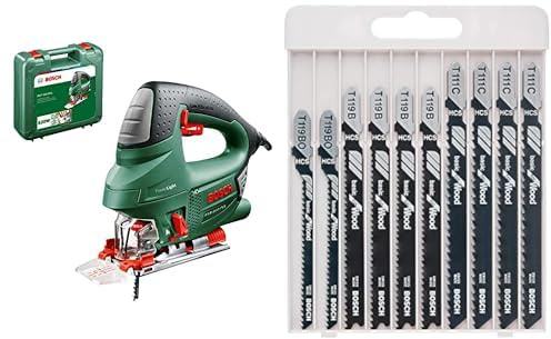 Scie sauteuse filaire Bosch - PST 900 PEL (620W, livrée avec lame, pare-Éclats, cutcontrol, capot de protection transparent, range-Lame, coffret de rangement) & Bosch Professional 10pcs