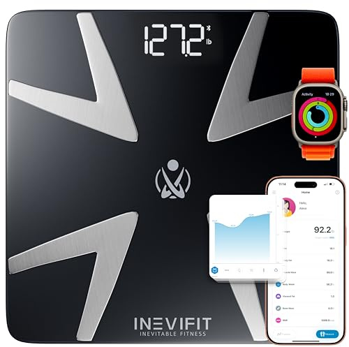 INEVIFIT SMART Body Fat Scale, Highly Accurate Bluetooth Digital Bathroom Body Composition Analyzer, Measures Weight, Body Fat, Water, Muscle, BMI, Visceral Fat & Bone Mass for Unlimited Users