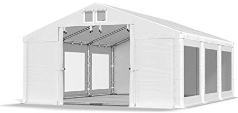 Das Company Tenda per Feste bianco 4x6m Finestre Trasparenti Impermeabile 580 g/m2 PVC Costruzione Summer Floor sul Fondo