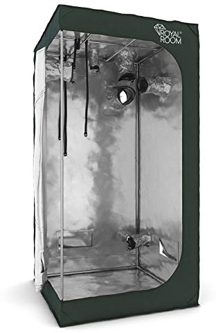 RoyalRoom® - Growzelt 100x100x200 cm - Indoor Gewächshaus - Starker Bezug, Waschbar, Lichtdicht - Rohrstärke 19 mm, Robuster Reißverschluss - Growbox, Grow Tent, Grow Zelt, Grow Box, Pflanzzelt C100