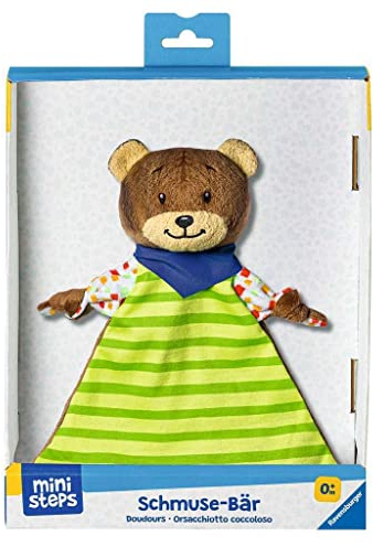 Ravensburger ministeps 4155 Schmuse-Bär 4155, Kuscheltier und Schmusetuch mit Rassel, Baby Spielzeug ab 0 Monate