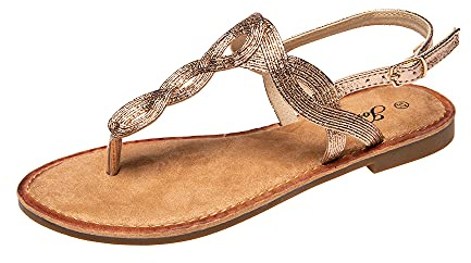 JOMIX Sandali Donna Estivi Infradito Eleganti Bassi Fascia Intrecciata con Cinturino Regolabile Scarpe Aperte per Cerimonia Vacanze Giorno e Sera