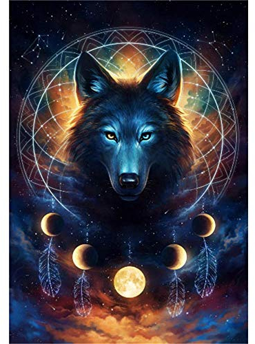 Puzzle 5000 Teile-Wolf und Mond Klassische Puzzle 5000,Impossible Puzzle Geschicklichkeitsspiel für die Ganze Familie,Farbenfrohes Puzzle für Erwachsene und Kinder ab 14 Jahren-61.61x41.53 Zoll (156.