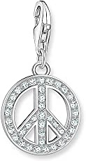 THOMAS SABO Damen Charm-Anhänger Peace weiße Steine Charm Club 925 Sterlingsilber 1880-051-14