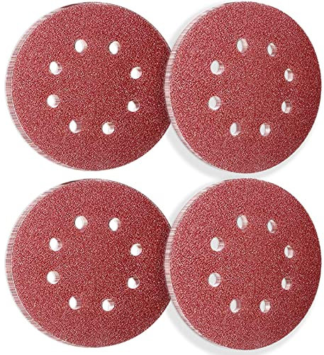 50Pcs 125mm 8 Holes Sanding Discs Pads Sanding Sheets, 5 Inch 120 Grits Hook and Loop Sandpaper Sheet for Random Orbital Sander.