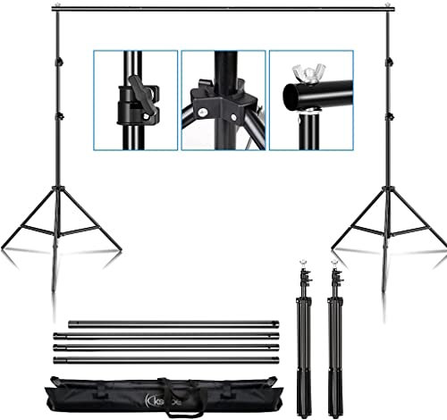 Support de Fond, 2x3m Support Fond Photo de Toile Réglable avec Sac de Transport pour Photographie/Diffusion en Direct/Mariage