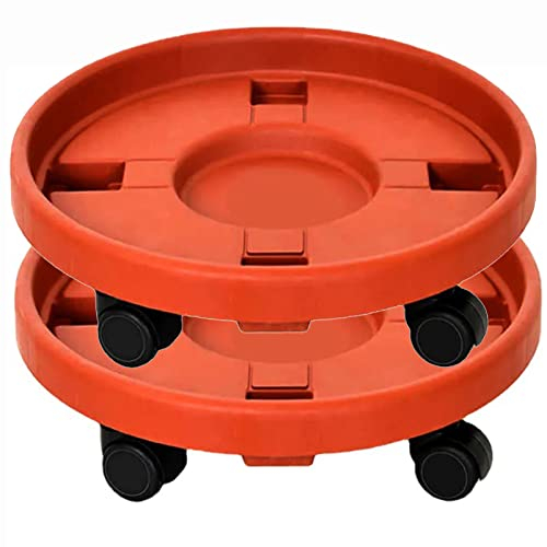 QIAOH Pflanzenroller Diameter 52cm, Pflanzen Rollbrett, BlumentopfstäNder, TopfpflanzstäNder, Holz, Wasserdicht, Mit Um 360° Drehbaren Rollen, FüR Indoor Outdoor Home Garden
