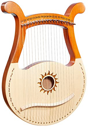 19 Saiten Lyre Harp, Streichinstrument mit Tuningschlüssel, Auswahl, Saiten, schwarze Gig -Tasche und Bedienungsanleitung, Rosewoodlyre Harp Geschenk for Anfängerinstrumente Liebhaber(Nature)