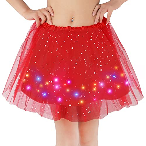 Tüllrock Damen LED Tütü Erwachsene Tutu für Party Ballett Tanzen Halloween