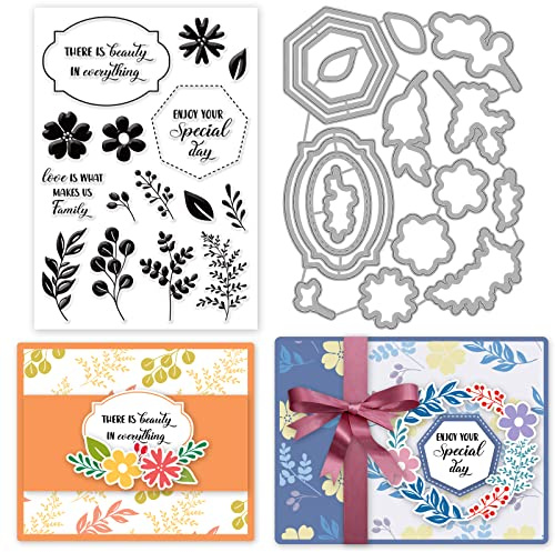 INFUNLY Label Gestanzte Blätter Transparente Stempel Und Stanzformen-Sets Für Die Kartengestaltung Wort-Silikon-Stempel Schnittschablonen Für DIY Scrapbooking Fotoalbum Dekoratives Papier Basteln