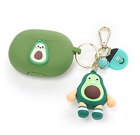 Beats Studio Buds Hülle mit Puppe Schlüsselanhänger, XMBYGY Silikon Cartoon Ladehülle Ganzkörper Anti-Lost Lanyard Protection Zubehör Kits Kompatibel für kabellose Beats Ohrhörer (Avocados)