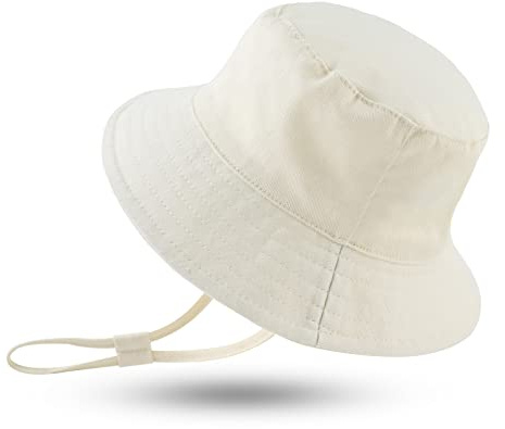 Sombrero Bebe NiñO O NiñAs Verano UPF 50+ Transpirable Seco RáPido Ajustable De Sol Gorra Bucket Hat De Playa (Blanco, 52CM(2 a 4 años))