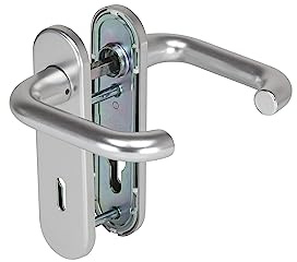 Hörmann Handle Set D-110/K-160 Rosette (for Profile Cylinder, Stainless Steel, Door Handle, Door Fitting) 344383