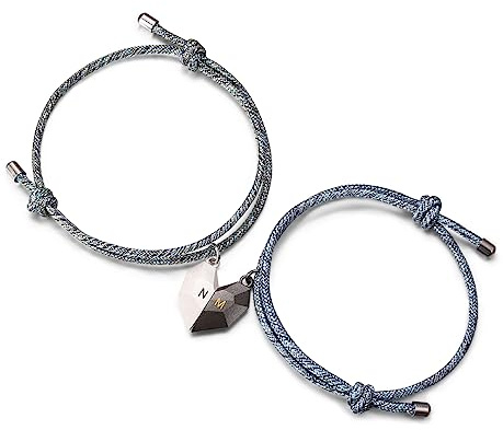 ALBERTBAND Magnet Armbänder für Paare Personalisiert mit A-Z Buchstabe Namen Geburtstag Weihnachten Valentinstag für ihn sie Partner Geschenke für Männer Frauen