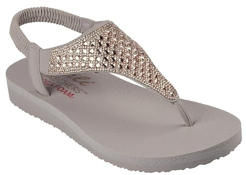 Skechers Womens MEDITATION ROCKSTAR, Taupe Mitobuck Rhinestone Trim, 4 UK