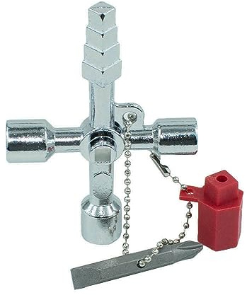 AIYIBEN Chiave multifunzione a 4 vie con chiave incrociata coppia di torsione del trapano, scatola elettrica universale, porta del treno, valvola contatore dell'acqua, chiave interruttore per