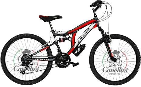 Kinderfahrrad Full SUSPENSION 24 Colorado – Räder 24 Zoll (Schwarz/Rot)