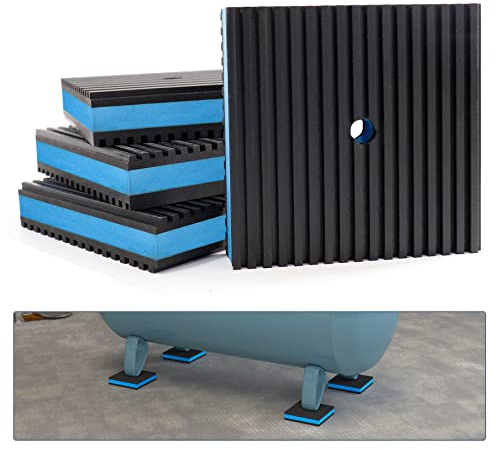 Flamorrow Anti Vibration Pads, 3 x 3 x 7/8 inches Heavy Duty Rubber Anti-Vibration Isolation Pads with 3/8 Pre-drill Hole (M10), for Air Compressor, HVAC, Air Conditioner Unit, Treadmill, Pack of 4