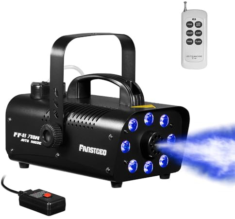 Fog Machine with 8 LED Lights, 700 Watts Smoke Machine with Wireless Remote, Manual Control, Auto Mode-Perfect for Halloween Party Wedding Stage