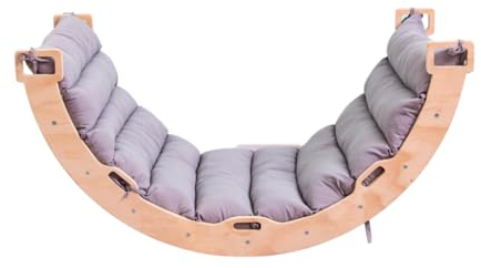 Buxibo Ponte/Arco da Arrampicata in Legno con Cuscino - Struttura da Arrampicata Montessori - Legno Naturale - Giocattolo per Bambini - 97x47x52 cm