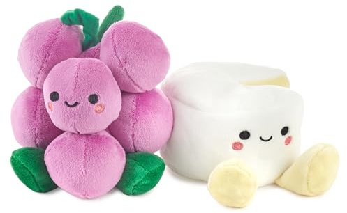 Hallmark Better Together Grapes and Cheese Plush Pair, Set of 2 | Soft Polyester, Weighted Body & Feet, Embedded Magnets, Easy to Clean, Great for Birthdays, Anniversaries, Valentine’s Day