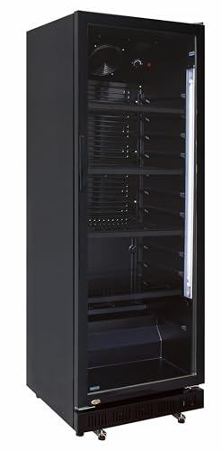 Generisch Getränkekühlschrank mit Glastür 310 L - Gewerbekühlschrank, Flaschenkühlschrank, schwarz mit LED Beleuchtung, ideal für Bierflaschen oder Dosen