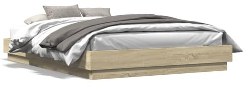 ShGaxin Bettgestell Sonoma-Eiche 150x200 cm Holzwerkstoff, Bett, Bettgestell, Jugendbett, Schlafzimmer Bett, Bed Frame -3209851