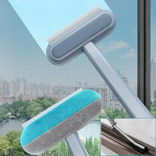 Fenster-Reinigungsbürste, Netz-Reiniger, 4-in-1-Fensterreinigungsset, geeignet für Tierhaarentferner für Couch, Teppiche, wiederverwendbar, multifunktionales Fensterreiniger-Werkzeug, nass und