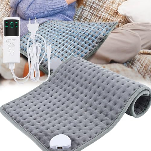 XUBX 9-Stufiges Heizkissen Mit 4-Stufiger Abschaltautomatik, 30 x 60 cm, Infrarot-Wärme für Rücken, Bauch, Schultern und Knie, Lindert Muskelverspannungen, Zerrungen und Spasmen