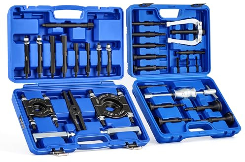 Orion Motor Tech Bearing Puller & Housing Removal Set, 30 pc. 2-in-1 Bearing Puller Tool Set for Wheel Bearing Bushing Axle, Blind Hole Bearing Puller & Bearing Separator Set with Slide Hammer Collets