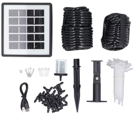 Natudeco Kit d'irrigation goutte à goutte automatique solaire Kit d'irrigation à panneau solaire Kit d'arrosage automatique solaire programmable avec 15 goutteurs pour jardins