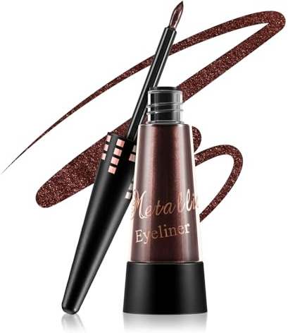 Boobeen Glitzer flüssiger Eyeliner bunt, schimmernder Eyeliner langanhaltendes metallisches Eyeliner-Makeup, wasserfester Eyeliner-Stift mit Präzisionspinselspitze, lässt sich leicht auftragen