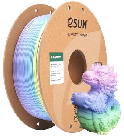 eSUN Matte Rainbow PLA Filament 1.75mm, Matte Multicolored 3D Drucker Filament PLA, 1KG Spule (2.2 LBS) Gradient Changing Filament für 3D Drucker, Makrone